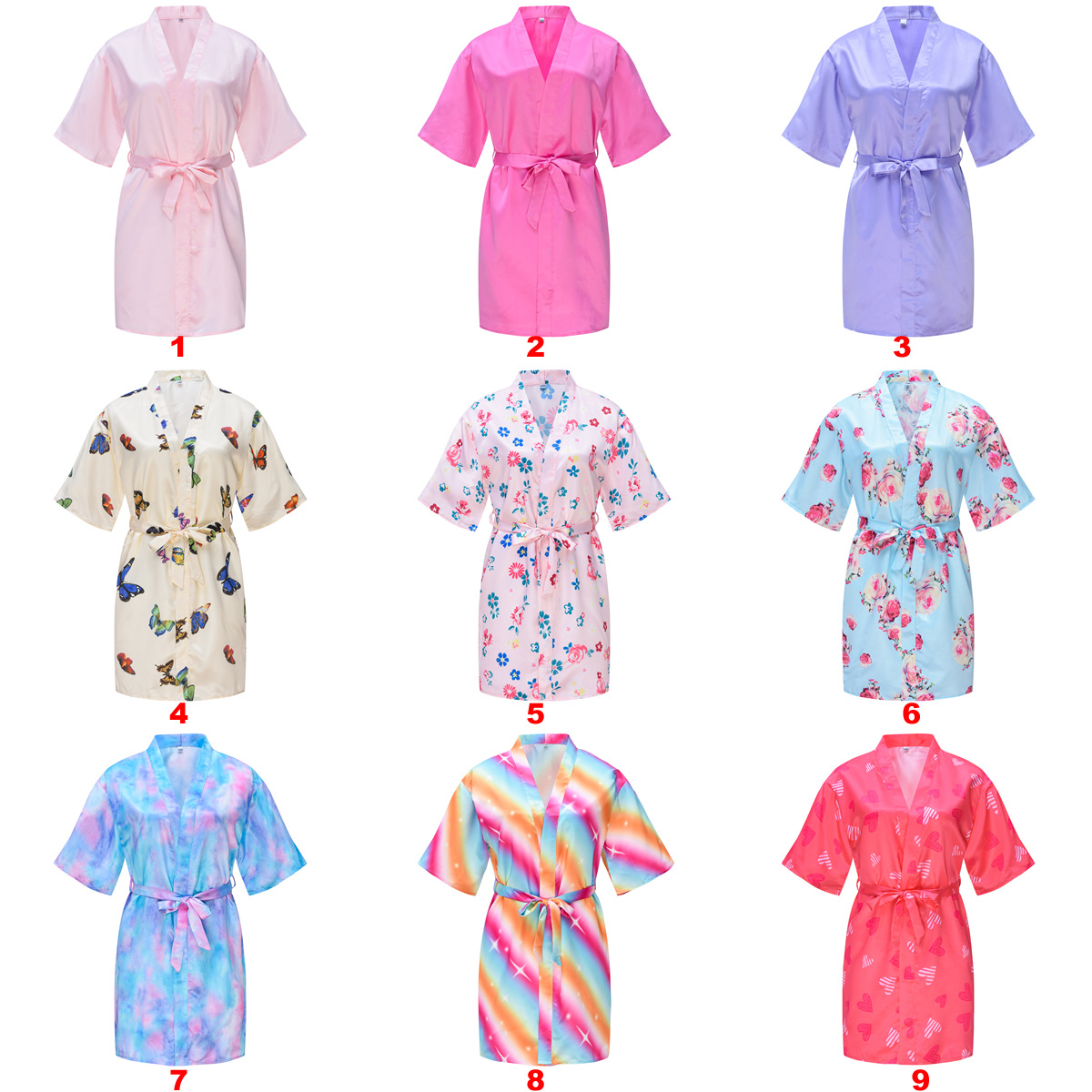 新款春夏秋新款卡通印花男女童中小大童睡袍浴袍长袖居家服带腰带|ms