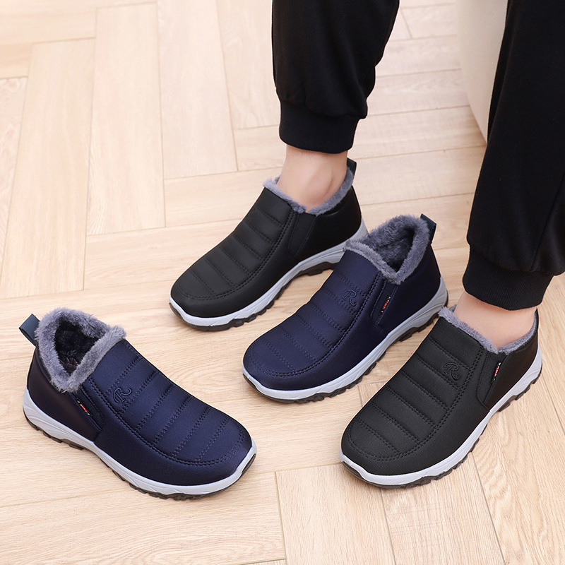 남성용 수출용 면화 신발 2025 겨울 신상 두꺼운 보온 스노우 부츠 슬립온 중년 및 노년층용 면화 부츠 플러스 벨벳 남성 신발