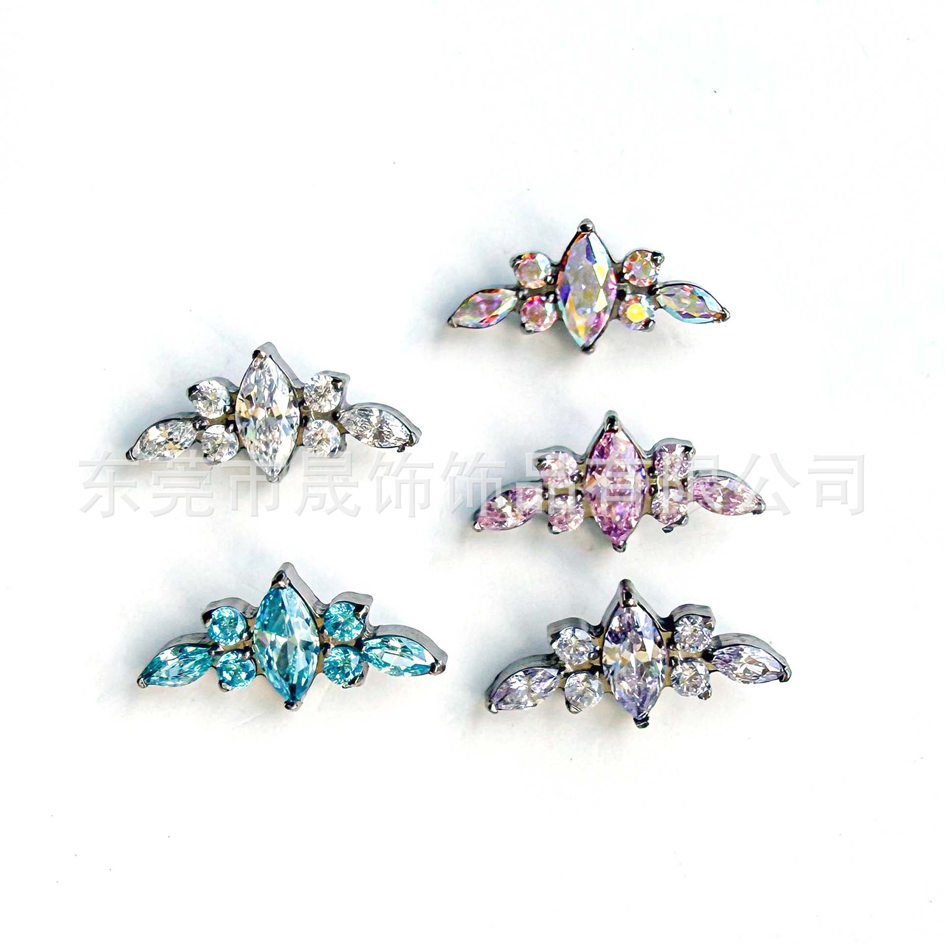 F136 Titanium 马眼 Cubic Zirconia Ear Stud G23 Implant Grade Titanium Internal Thread Cubic Zirconia Labret Stud 人体 Piercing Jewelry Accessories