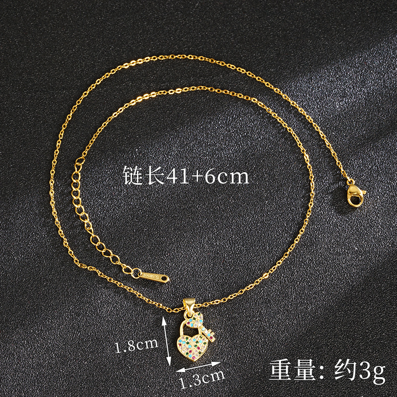 Vietnam Shajin estilo europeo y americano diamante color hueco cerradura de amor collar pendiente de dos piezas joyería al por mayor
