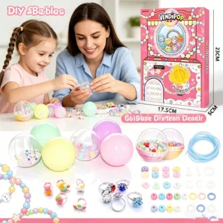 跨境新品女孩串珠手链项链首饰珠玩具DIY手工制作串珠扭蛋机套装