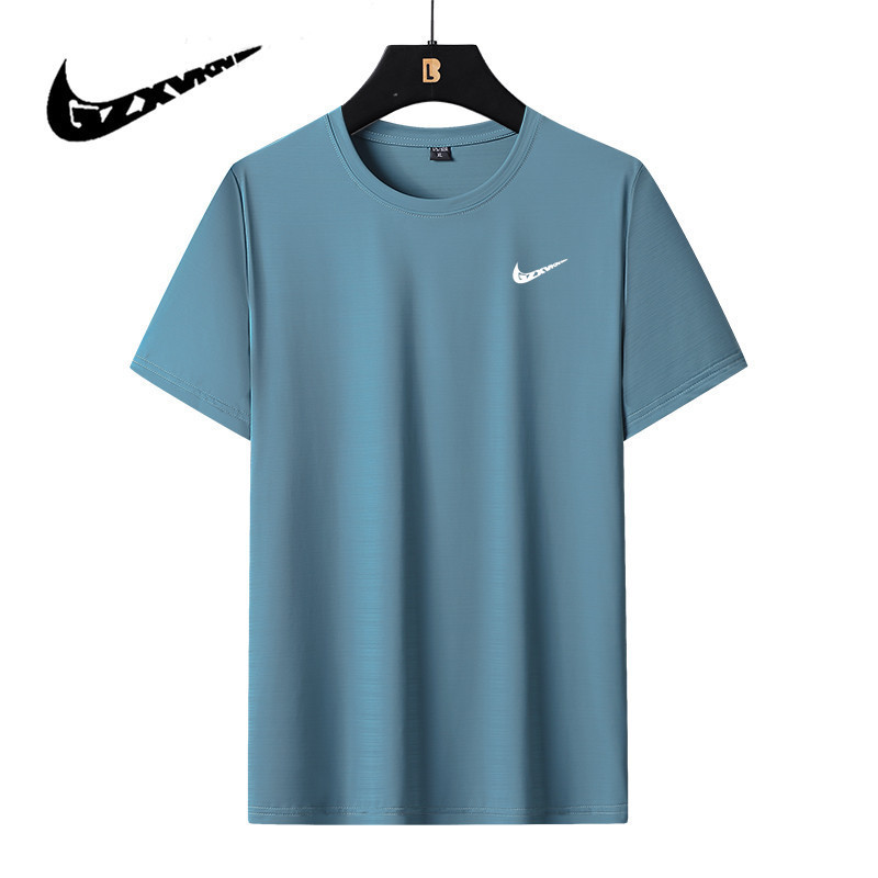 Ice Silk Short-sleeved T-shirt Men's Summer Loose Casual Sports Quick-drying Men's Elastic Nylon Breathable Men's T-shirt Ice Silk Short-sleeved T-shirt Men's Summer Loose Casual Sports Quick-drying Men's Elastic Nylon Breathable Men's T-shirt