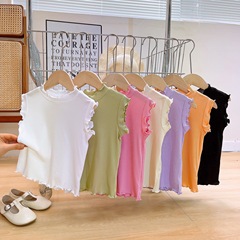 Ladies' Summer Blouse with Lace Trim for Children - Korean Style, Versatile Backless Top for Kids, Lightweight and Breathable, Sleeveless Baby Clothing