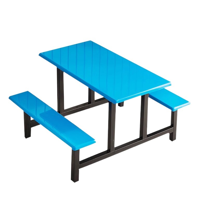 Stainless Steel Dining Table School Canteen 4 People 6 People 8 People Dining Table and Chairs Staff Restaurant Conjoined Dining Table Construction Site Dining Table