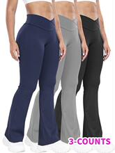 Y 82715 Cross Waist Flared Yoga Pants �����������٤��