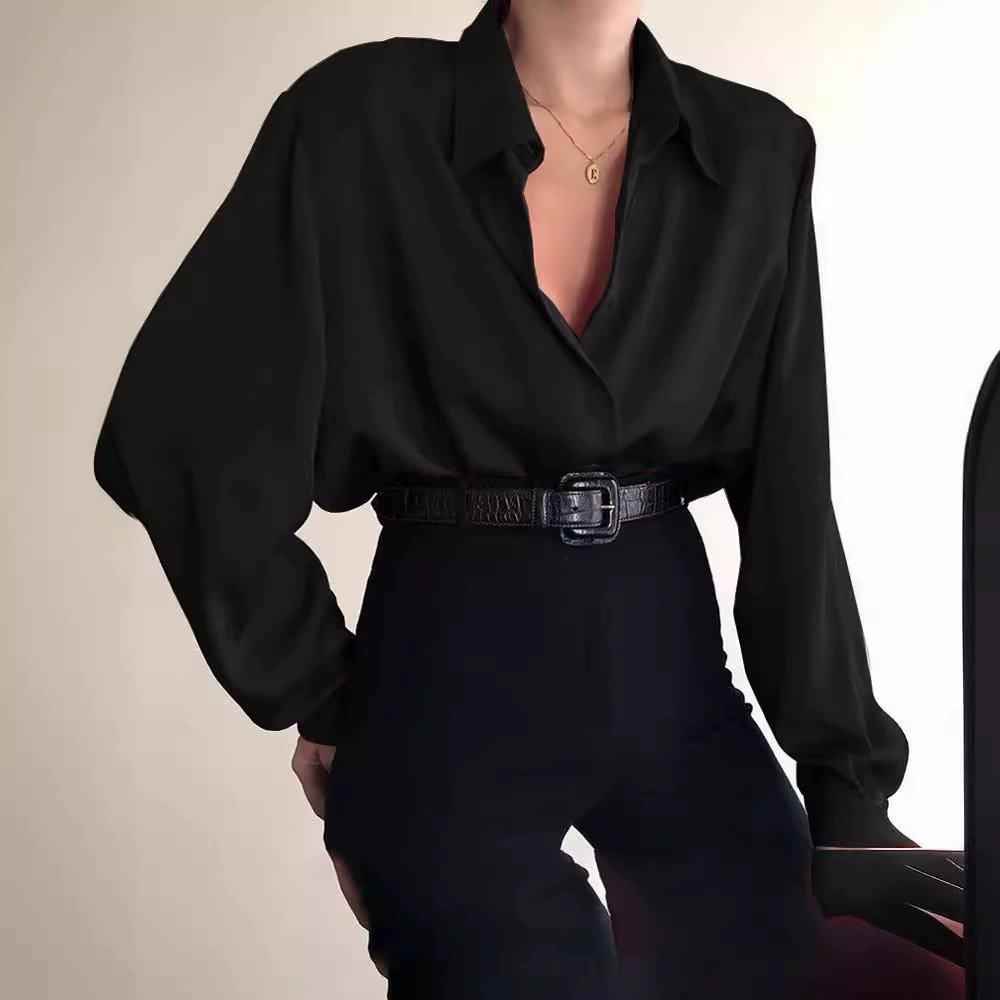 Пятно европейского и американского размера, сексуальные свободные интеллектуальные элегантные однотонные персонализированные топы