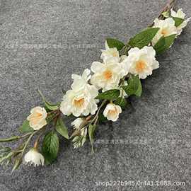 山茶花枝仿真花假花樱花枝婚庆家居摄影餐桌酒店工程造景装饰外贸