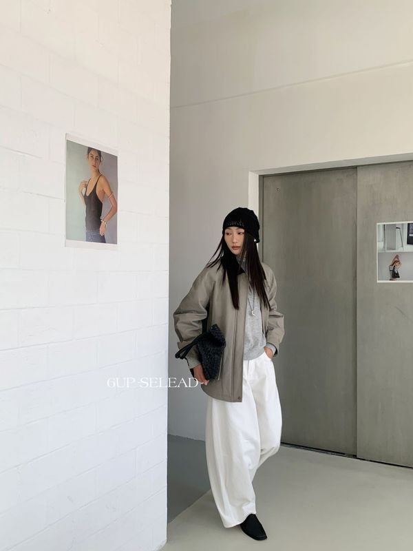 6UP秋冬韩系极简撞色翻领派克服夹棉复古棉服外套女13行新款50279|undefined