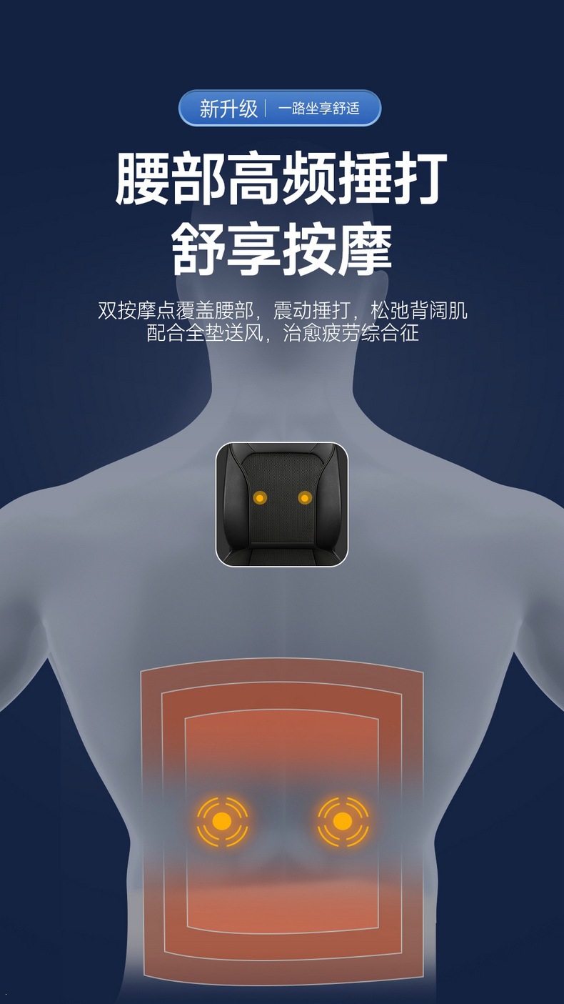 Summer Car Ventilation Seat Cushion, Cooling Seat Pad, Air Blowing, Breathable, Heat Dissipation, Cooling Pad, Backrest with Fan, Ventilation and Massage