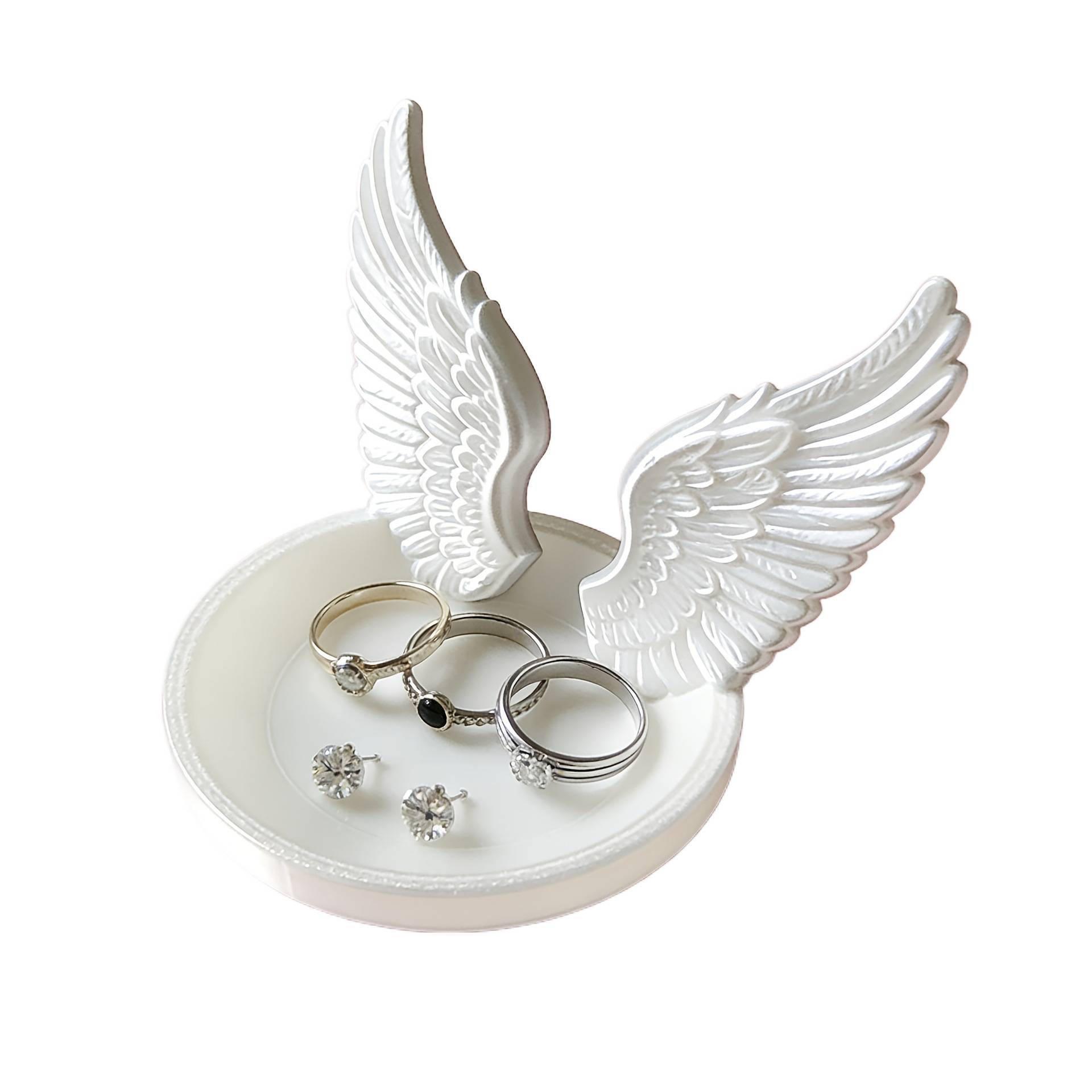Transfronterizo impresión 3D alas de ángel bandeja de joyas escritorio portal decoración de escritorio acabador de joyas almacenamiento