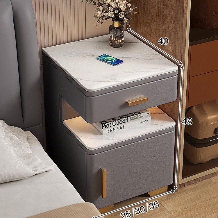 Cofre de cabecera inteligente, lujo ligero, sensación de alto nivel, estante de cabecera de cama moderno y pequeño.