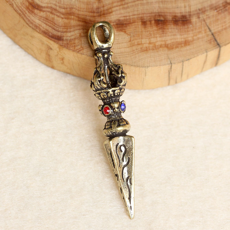 Personalized Brass Keychain Brass Copper Ground Vajra Car Key Chain Pendant Small Pendant for Men
