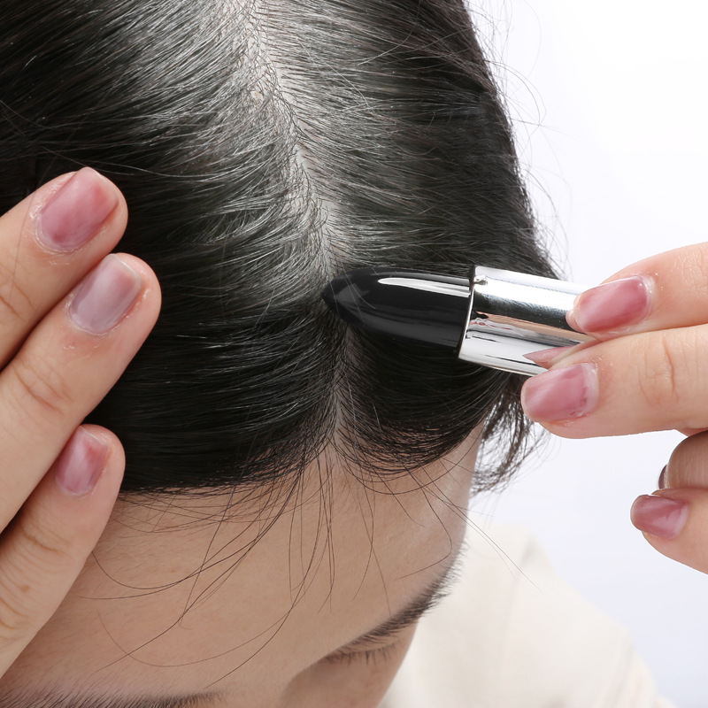 OHICO - Lápiz Delineador de Cabello Gris Desechable, Tinte para el Cabello a Base de Plantas, Crema para el Cabello Negro, Lápiz para el Cabello Negro, Sin Amoníaco, Seguro para Mujeres Embarazadas