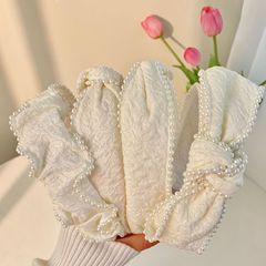 French vintage court style cream pearl hair clip with elegant temperament butterfly bow hair accessory for high forehead headwear hair decoration