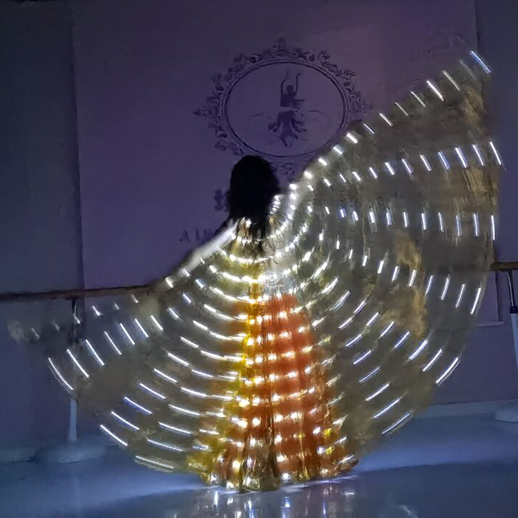 LED glowing wings cloak shawl Halloween cape golden transparent belly dance
