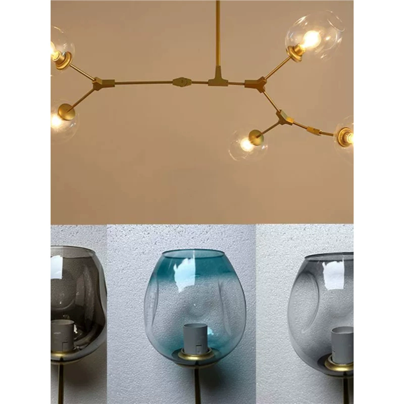 Минималистичный ресторанный аксессуар для абажура из стеклянной оболочки с молекулярной магией и вогнутыми точками, верхним и нижним отверстиями, прозрачный серый цельный предмет.