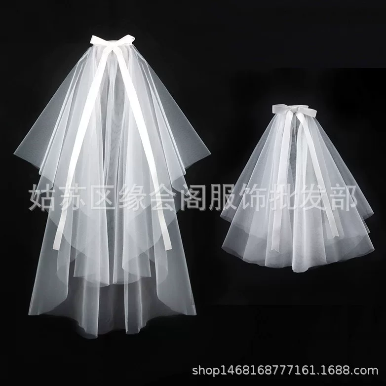 veil, Bridal White Veil, Single or Double Layer, 40–80 cm, Hair Comb or Hairpin Options