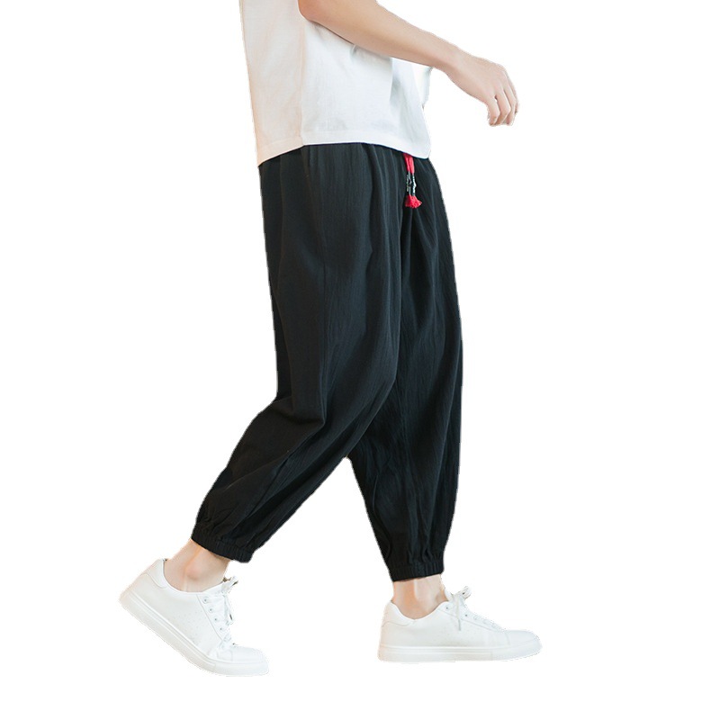2022 Chinese Style Men's Pants Summer Cotton and Linen Loose Ankle-length Pants Men's Casual Pants Large Size Men's Leg Linen Pants