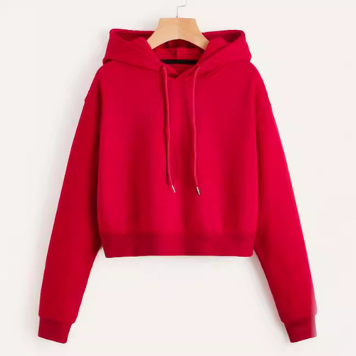 Cross-border hot-selling European and American fashion casual sports sweet cool style new trend pure color hooded short belly exposed hood 