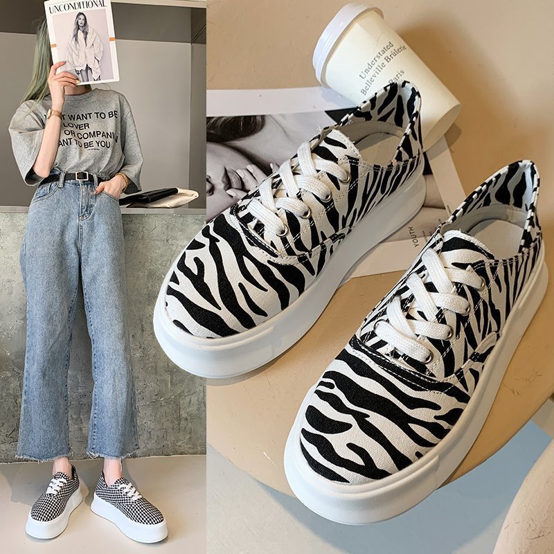 2021新款厚底帆布鞋女ulzzang复古港味时尚两穿懒人网红ins松糕鞋