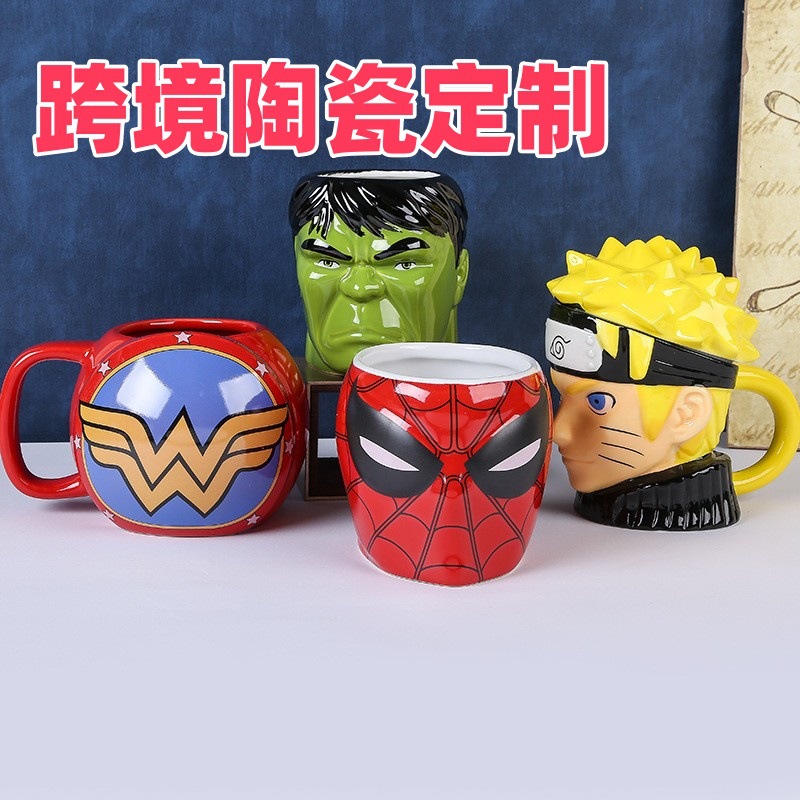 Cross-border Marvel Spider-Man cerámica taza Naruto Hokato taza de agua de gran capacidad taza de marca personalidad taza de anime Hulk