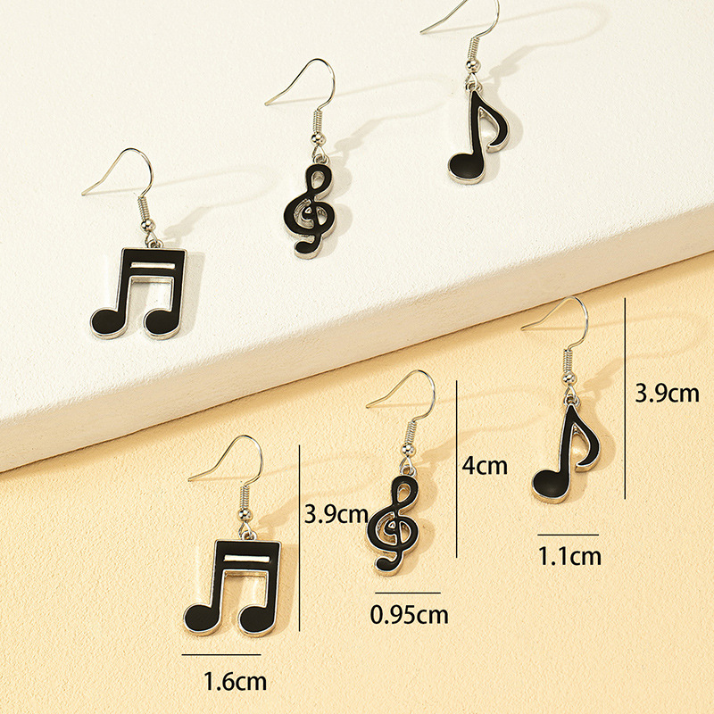 1 Set Simple Style Notes Enamel Alloy Drop Earrings display picture 1