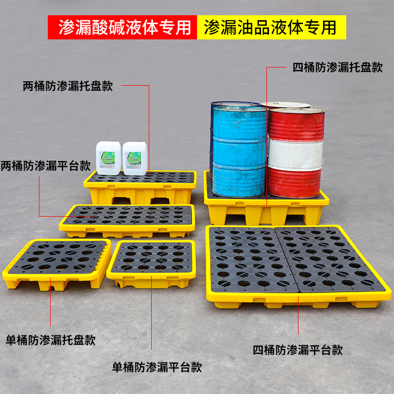 厂家批发防渗漏托盘盛漏塑料托盘两桶防泄漏油桶四桶防漏接油平台