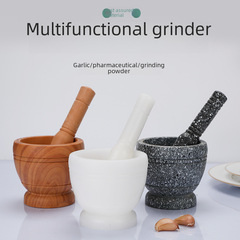 Home Manual Garlic Press Medicine Jar Wood Grain Mortar Garlic Press Kitchen PP Garlic Press Grinding Tool Garlic Paste Maker 