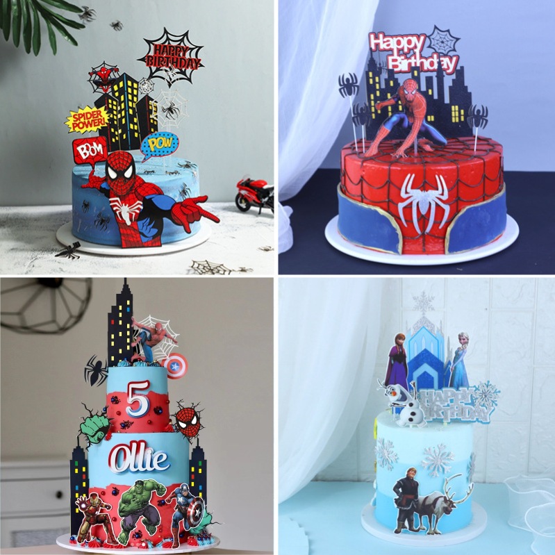 烘焙蛋糕装饰卡通蜘蛛插件房子双层屋子插卡甜品台场景派对装扮