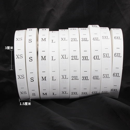 Clothing size label, washable label, clothing size label, XS-6XL size label, wide size label, large roll washable label
