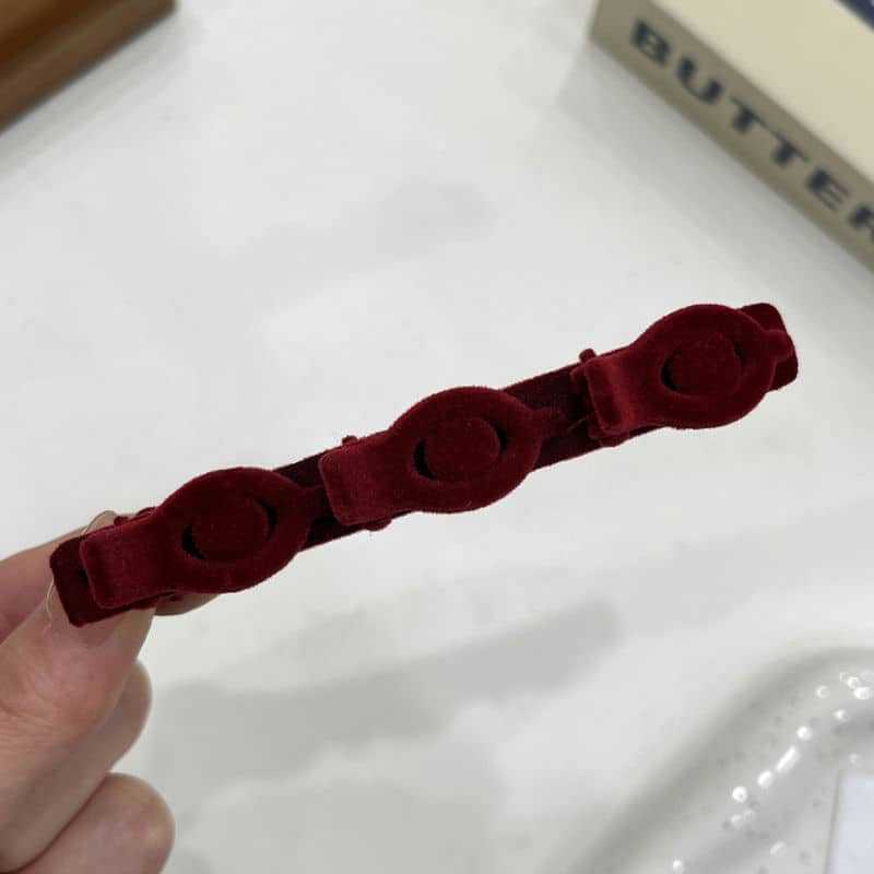 Horquilla trenzada de color sólido flocada con textura flequillo clip lateral de agarre de pico