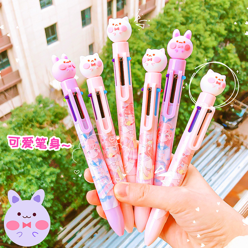 一木林5566少女高校多色筆六色圓珠筆小學生彩色手帳筆做筆記彩筆