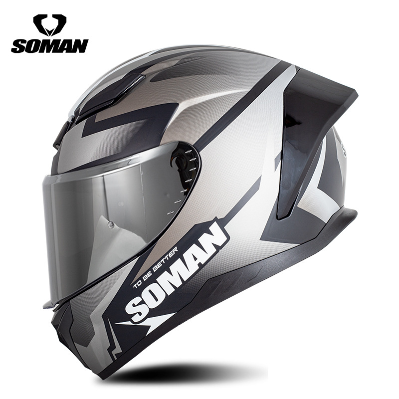 新型SOMANオートバイレースヘルメット男女四季機関車騎乗電気自動車カップルヘルメットSM973