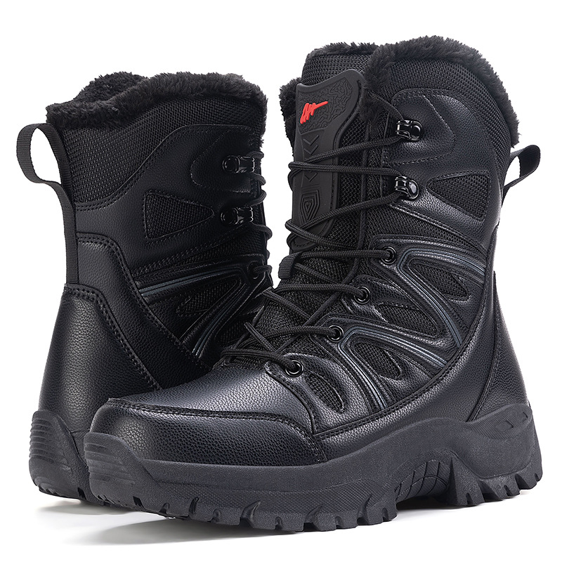 Botas de nieve de alto perfil de hombre de tamaño transfronterizo, calentamiento de invierno, zapatos de algodón gruesos, botas de nieve de montaña de hombre