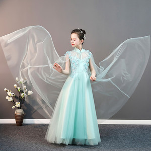 Modified hanfu super girls twirls fairy guzheng piano performance costume elegant Chinese style art classical children's princess dress