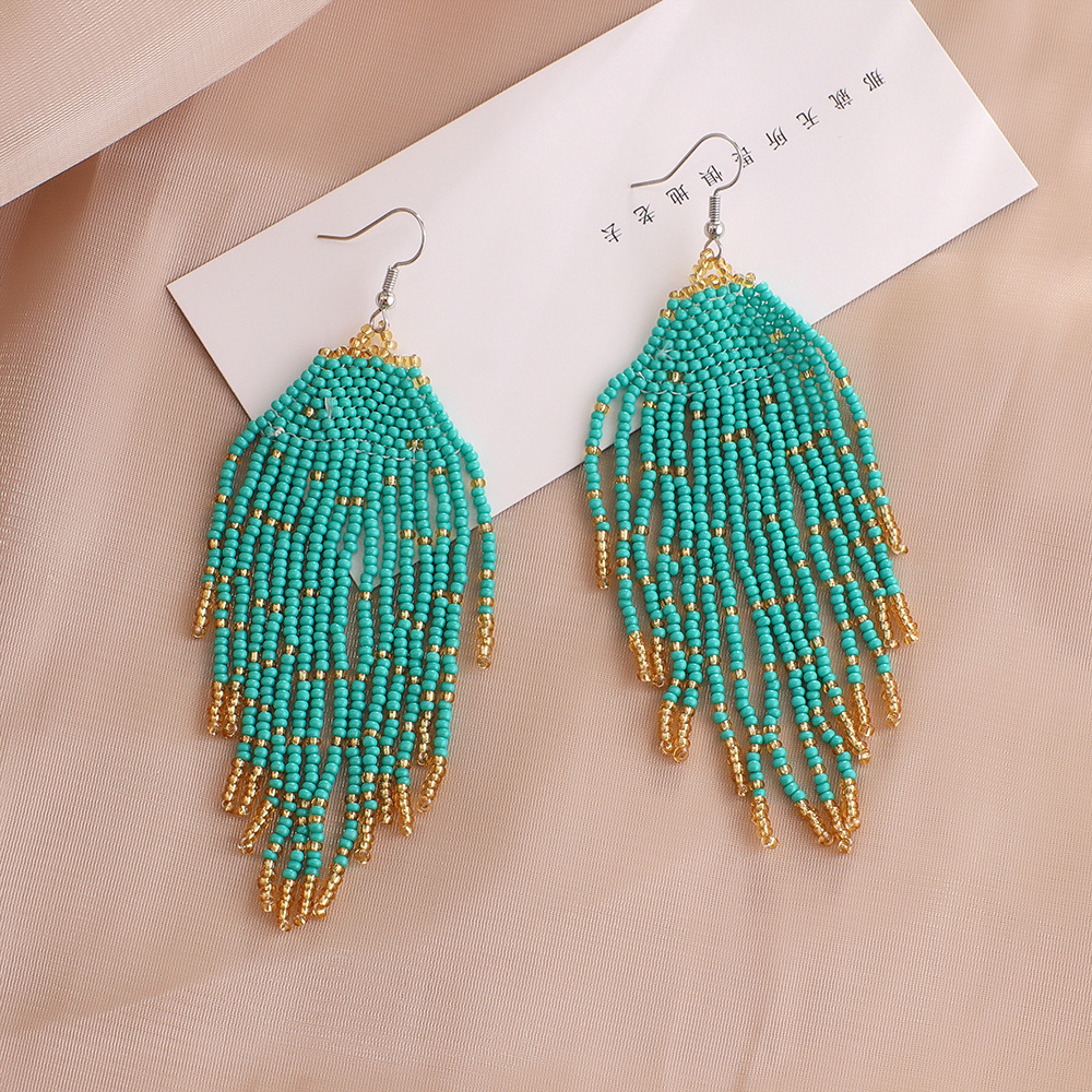Travel Occasion 1 Pair Bohemian Tassel Beaded Drop Earrings
