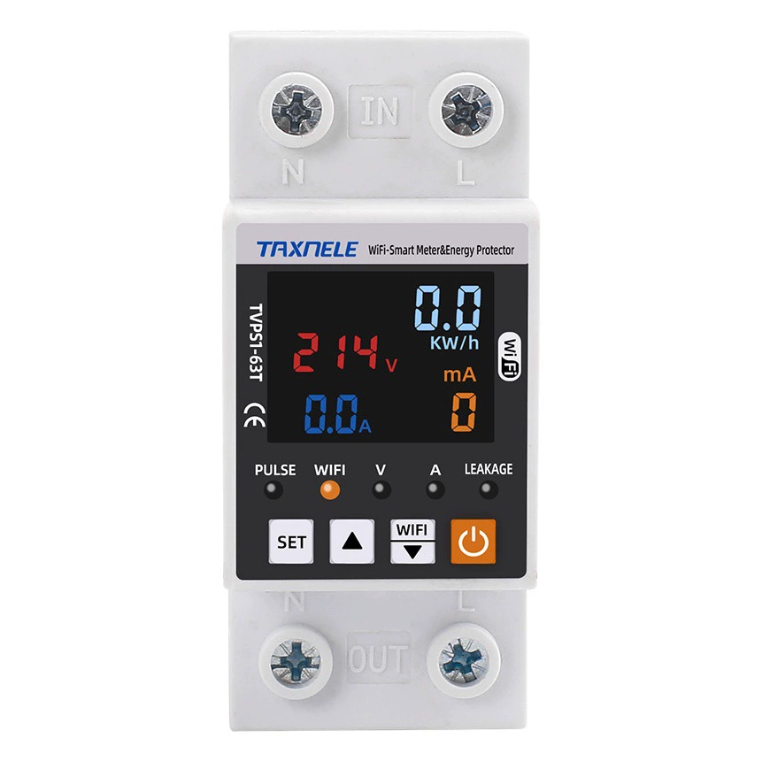 TAXNELE: Защита от перенапряжения и пониженного напряжения, ограничение тока, автоматическое повторное подключение при утечке, управление через Wi-Fi, цветной экран, граффити-дизайн.