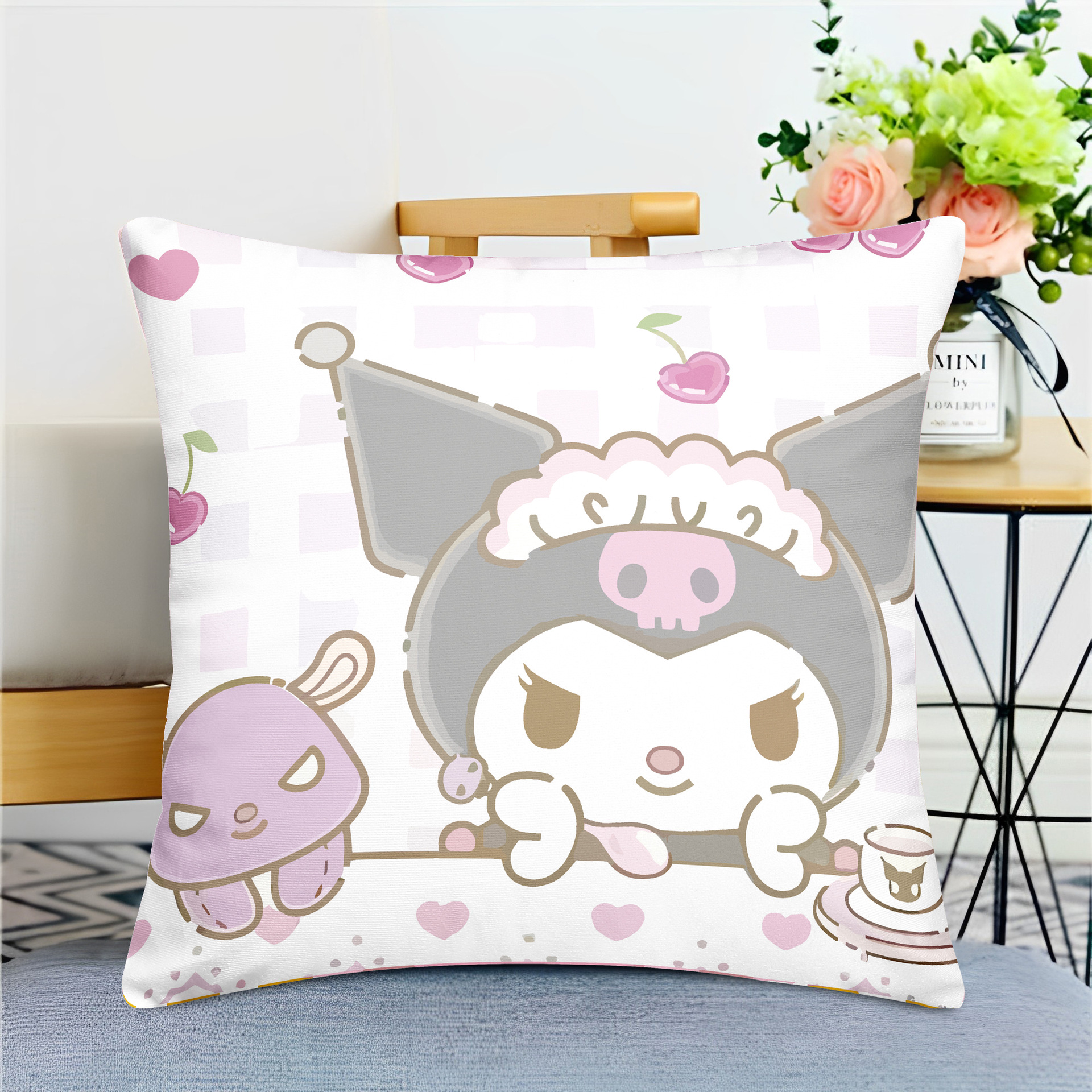 Cute gato de dibujos animados imitación super almohada rosa encantadora chica corazón almohada funda foto diseño de personalidad creativa DIY