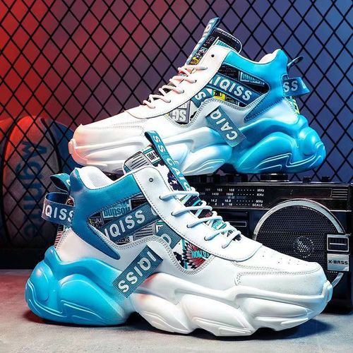 Spring Men's Shoes Summer Middle School Students Basketball Sports Running Sneakers Youth Casual High Top Thick Sole Dad's Trendy Shoes