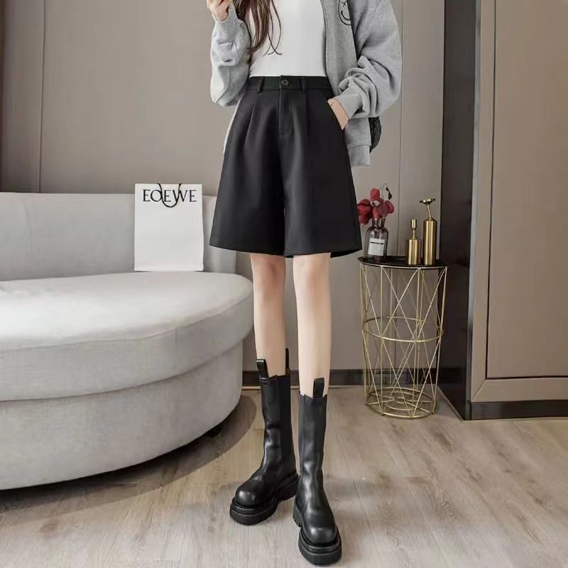 느슨한 병 반바지 5 점 바지 높은 허리 A 자형 20 개의 넓은 다리 바지 여름 세트 외부 착용 22 여성용 부츠