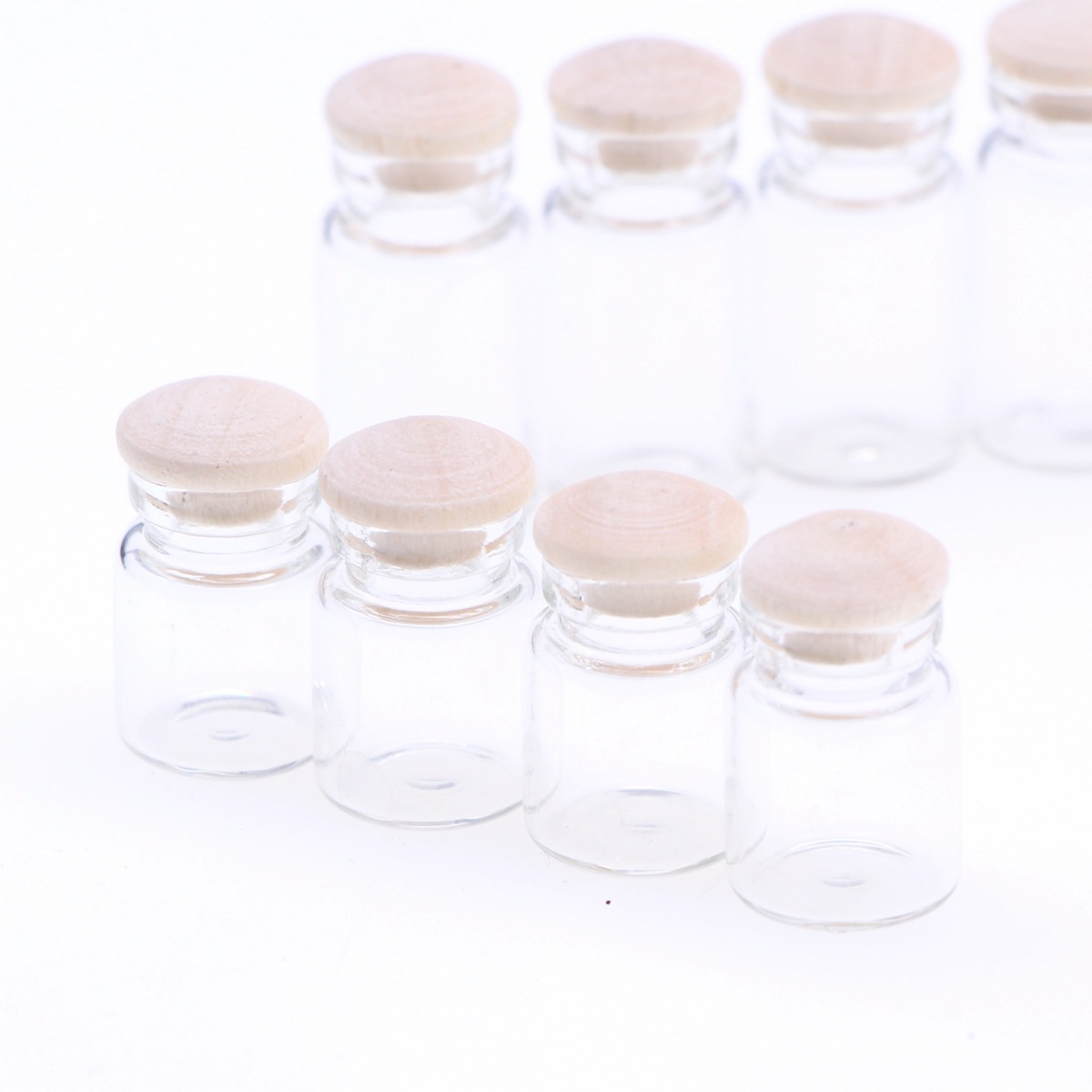 Casa de muñecas mini tarro de caramelo de corcho de vidrio pequeño ragdoll miniatura Cocina Comida y juego escena tarro de almacenamiento transparente