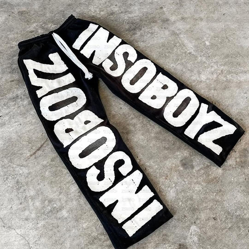 2000 s Gothic Y2K Hip Hop Rock Alphabet Print Casual Pants Women and Men Loose Straight Pants Sweatpants