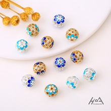 铜镀金景泰蓝滴油镂空球隔珠手工diy饰品配件转运珠串珠散珠配件