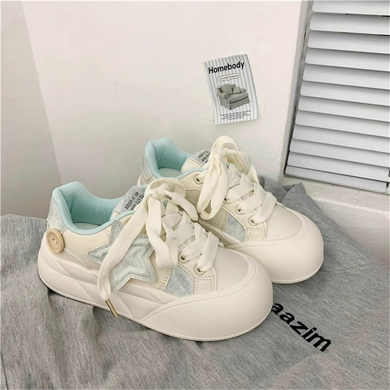 El nicho de alto valor original de suela gruesa zapatos blancos de mujer 2024 nuevos zapatos transpirables de mujer zapatos casuales de dopamina