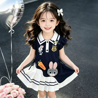 女童朱迪警官连衣裙夏季2026新款儿童中长款裙子女孩夏装Polo裙潮