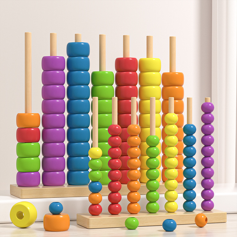 Madera colorida cuentas de educación temprana marco de cálculo de color contra toque divertido jardín de infantes entrenamiento de bebés juguetes de puzzle