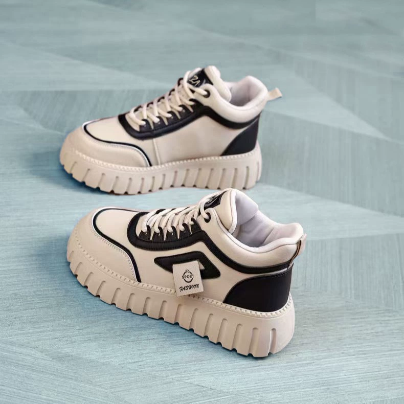 Platform sneakers, high universal, platform sole, sizes 36–41, khaki or black