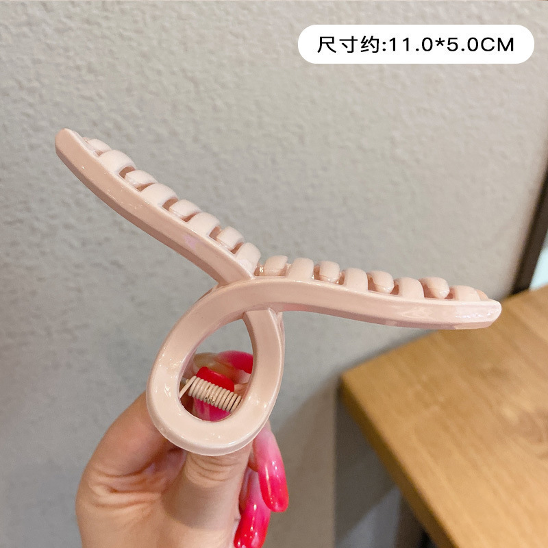 韩式大号鲨鱼夹夏季新款女发饰奶咖色后脑勺发卡抓夹批发|undefined