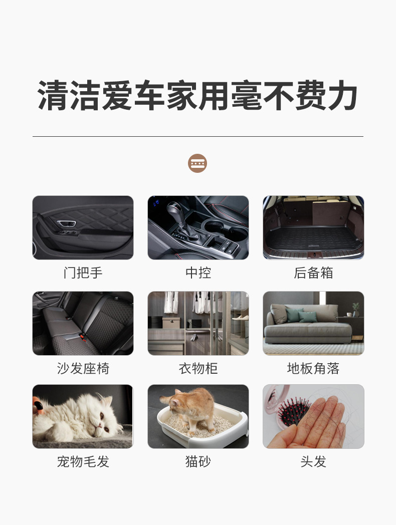 Car wireless handheld household vacuum cleaner super wet and dry dual-use car vacuum cleaner high power pet hair suction device