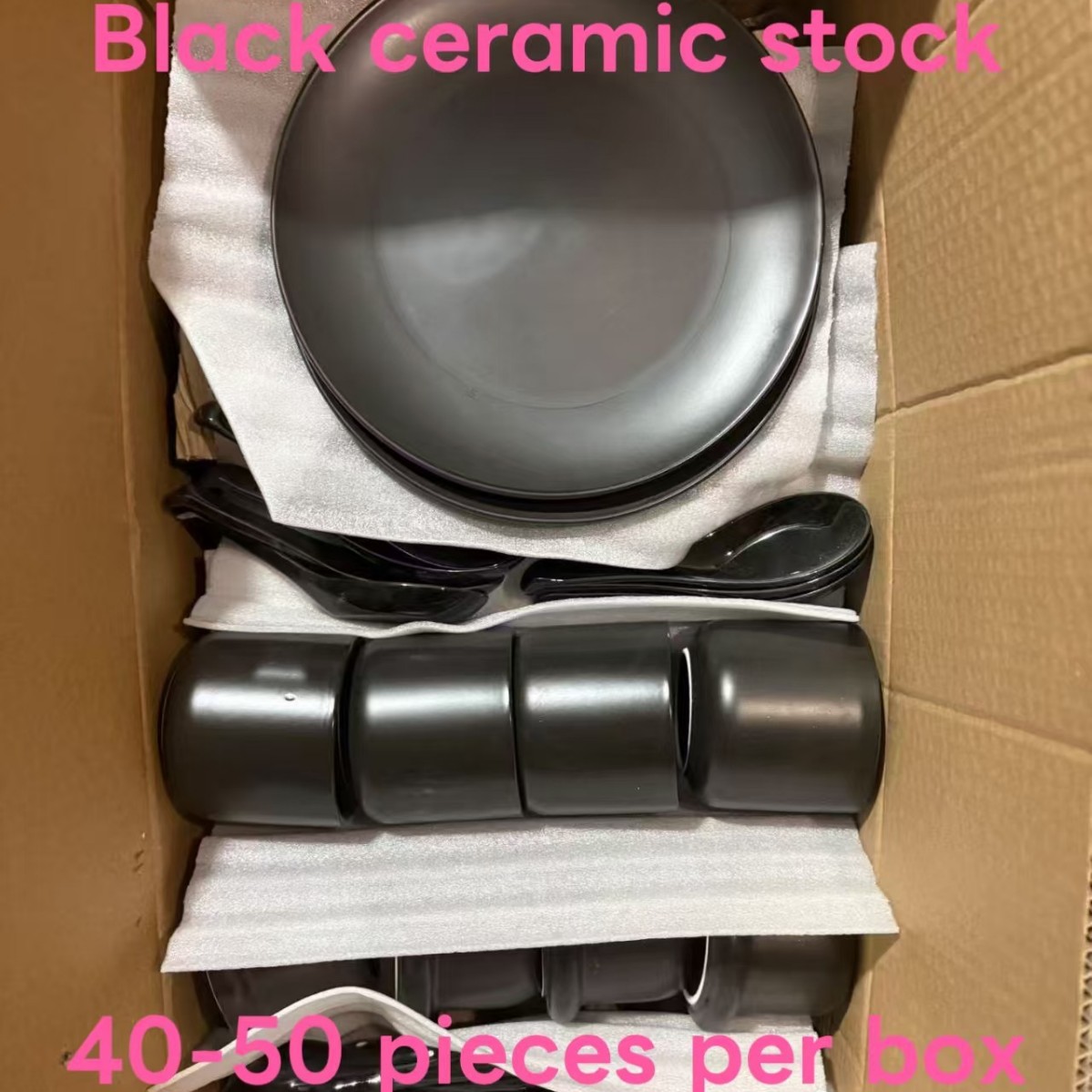 Inventario de comercio exterior de cerámica negra africana tazón plato taza inventario explosión